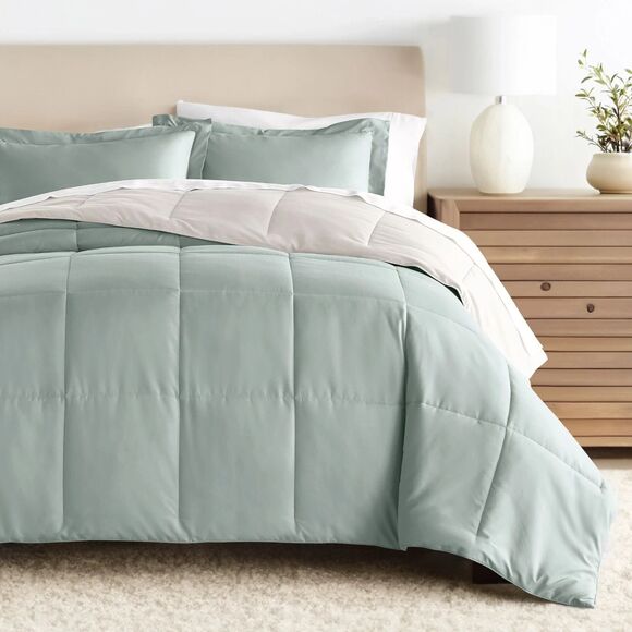 Kaycie Gray Fashion 3PC Reversible Comforter Set - All Season Down Queen Size - Picture 8 of 16